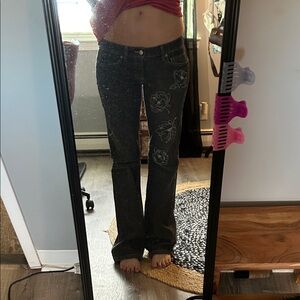 The Limited Black Floral Women's Flare Jeans